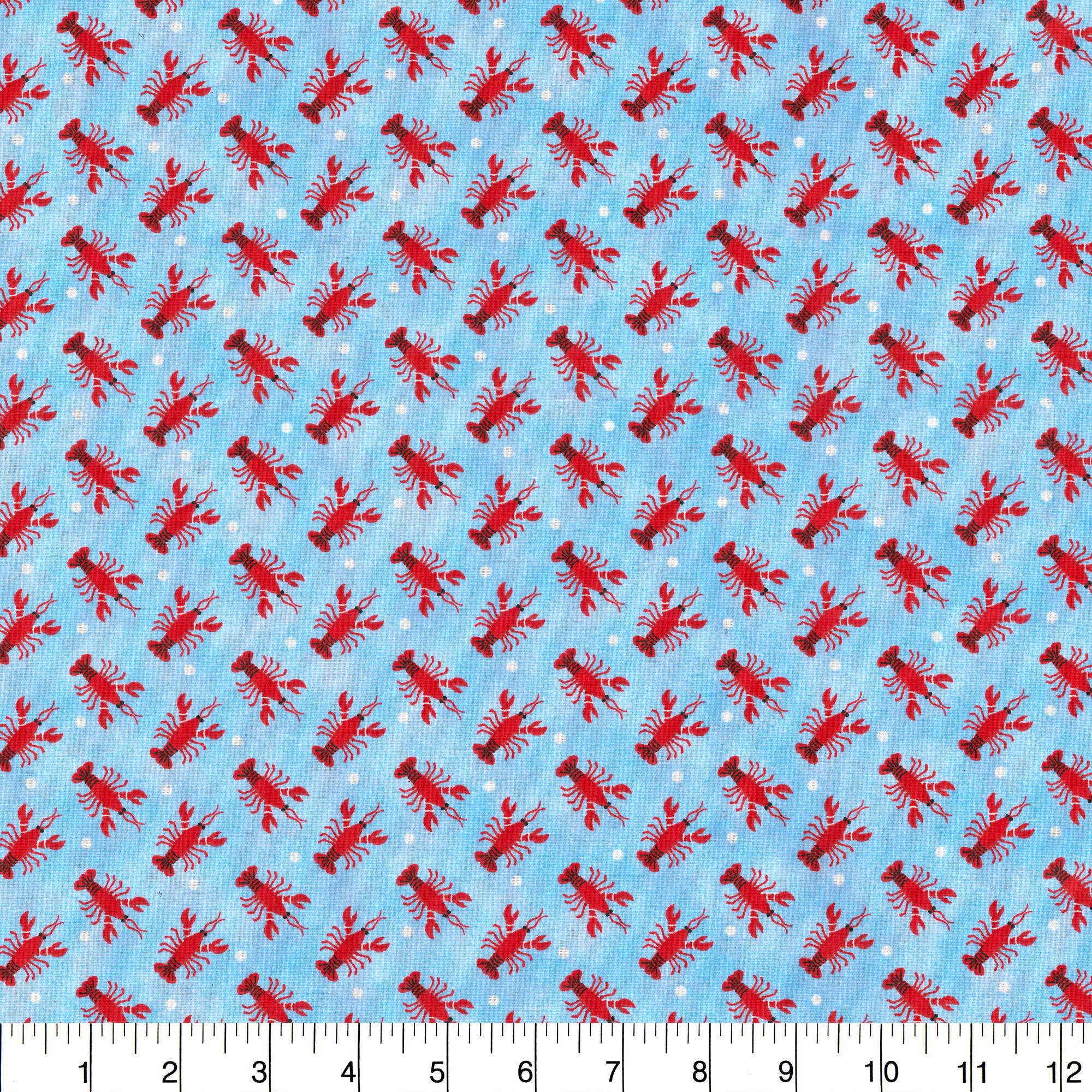 Fabric Traditions Light Blue Lobsters Cotton Fabric